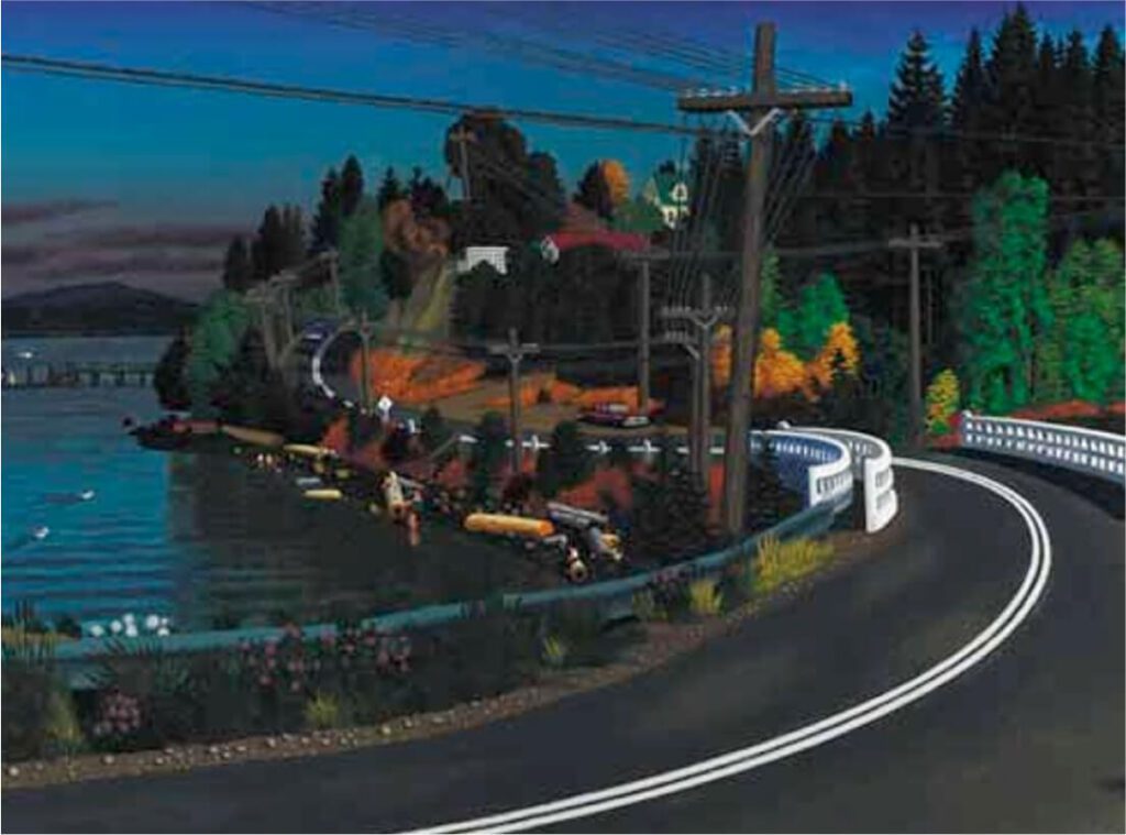 Davis Lagoon Bridge, Saltair (1966). - E. J. Hughes